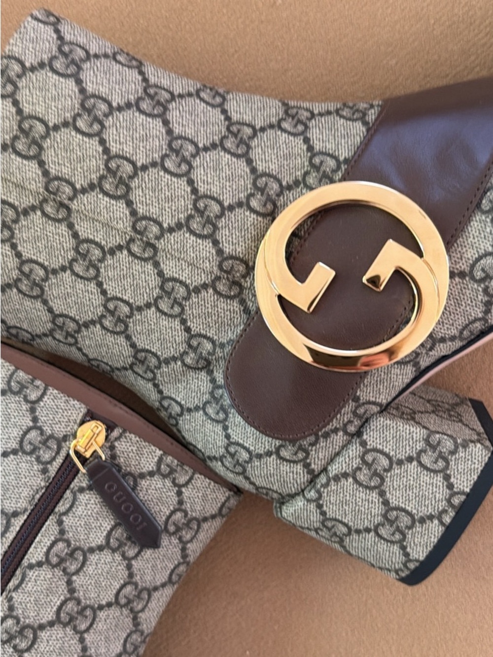 Gucci Brown Monogram GG Canvas boots
